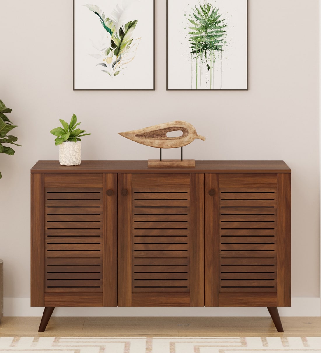 Carlem 3 Door Shoe Cabinet In Brown Maple ColourShare By bluewud