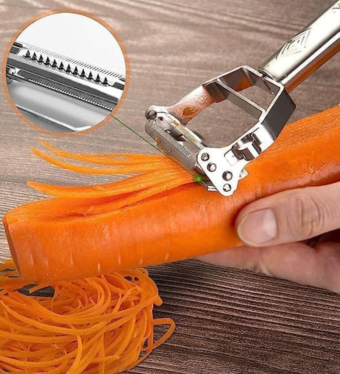 2 in 1 Stainless Steel Julienne Vegetable Peeler Multi-Functional Fruit & Veggie Shredder Slicer and Grater for Potatoes, Carrots, Cucumbers 3.5 inchShare By Regalo