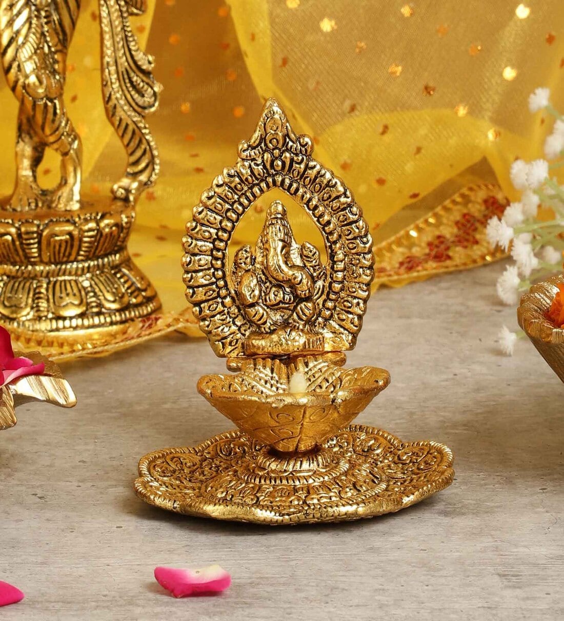 Lord Ganesha Gold Aluminium DiyaShare By Purestory