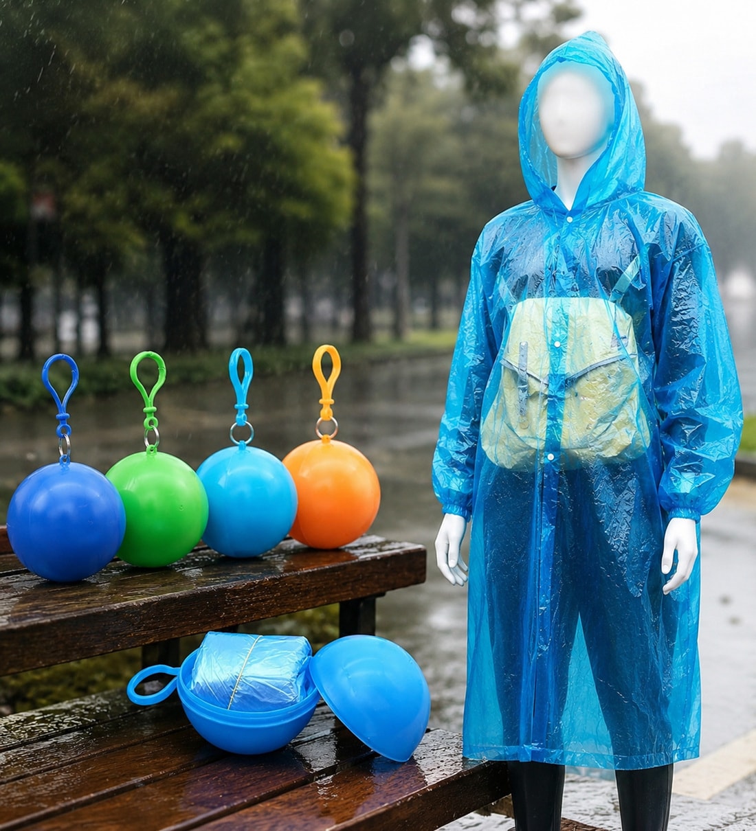 Assorted Transparent Poncho Raincoat for Men & Women Pack Of 2Share By Regalo