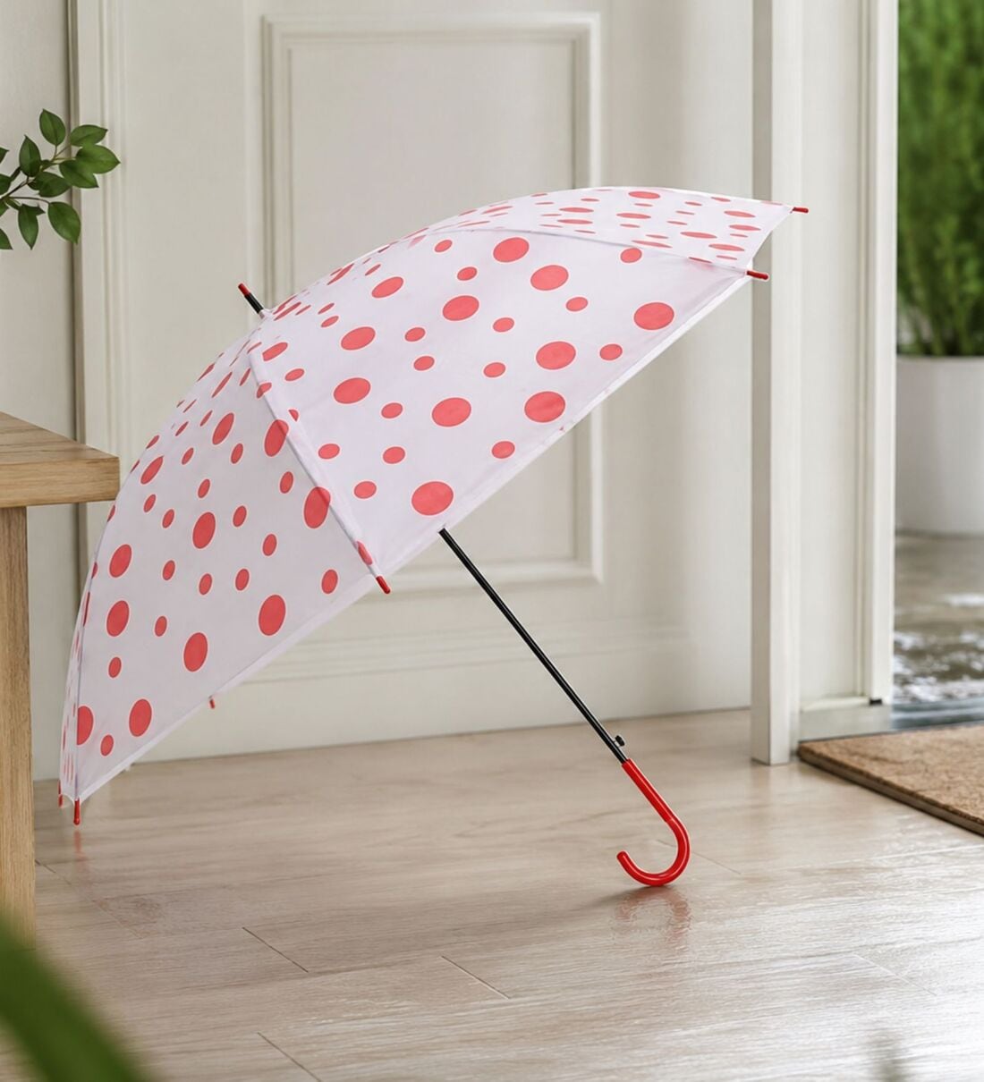 Multicolour Polka Dot Dome Umbrella with Long Handle for Men & Women   Windproof (Pack of 1)Share By Regalo