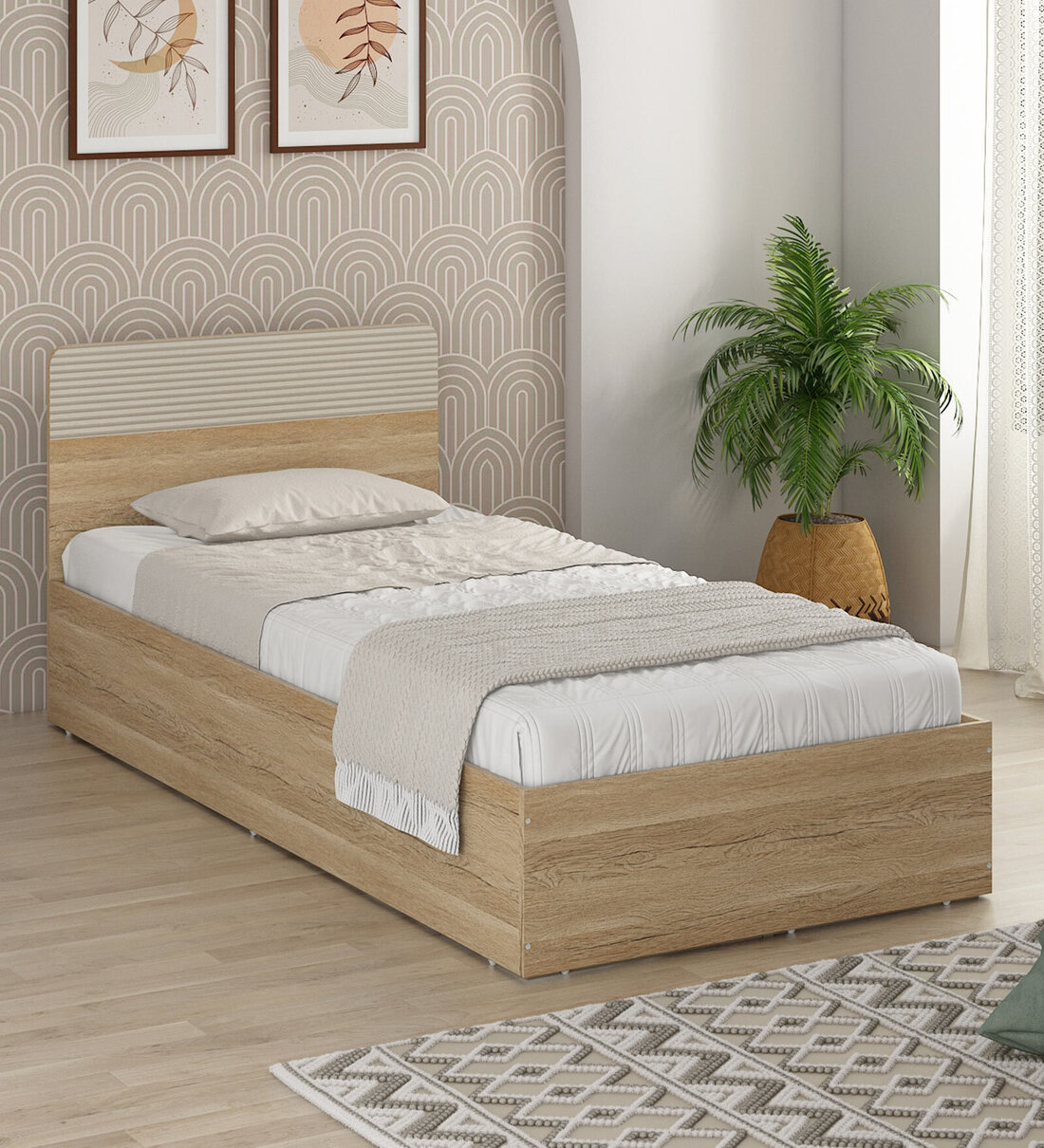 Kosmo Noah Single Bed In Melamine Finish With Box StorageShare By Spacewood