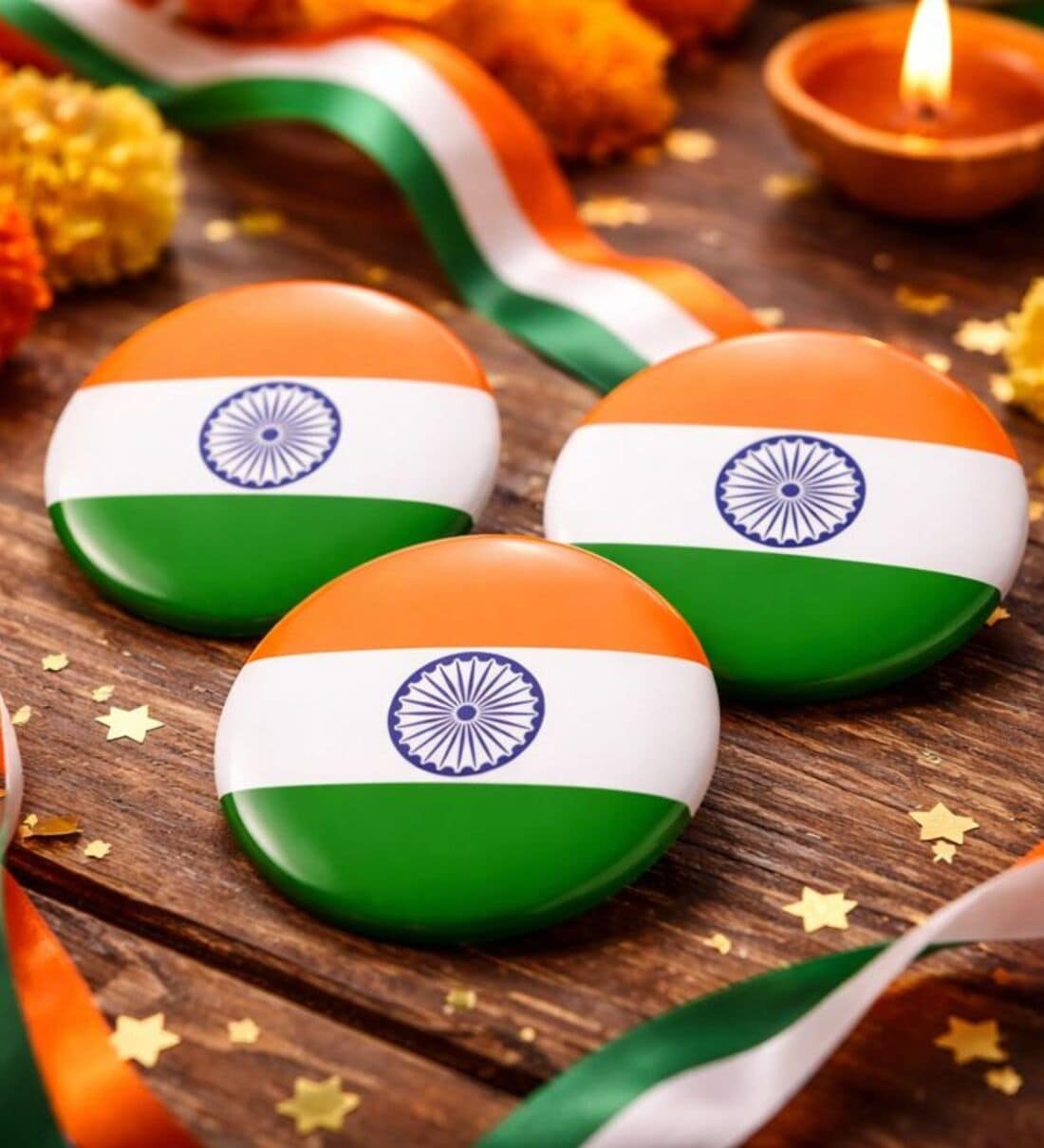 4.5 cm Indian Flag Pin Badges Pack of 3Share By Regalo