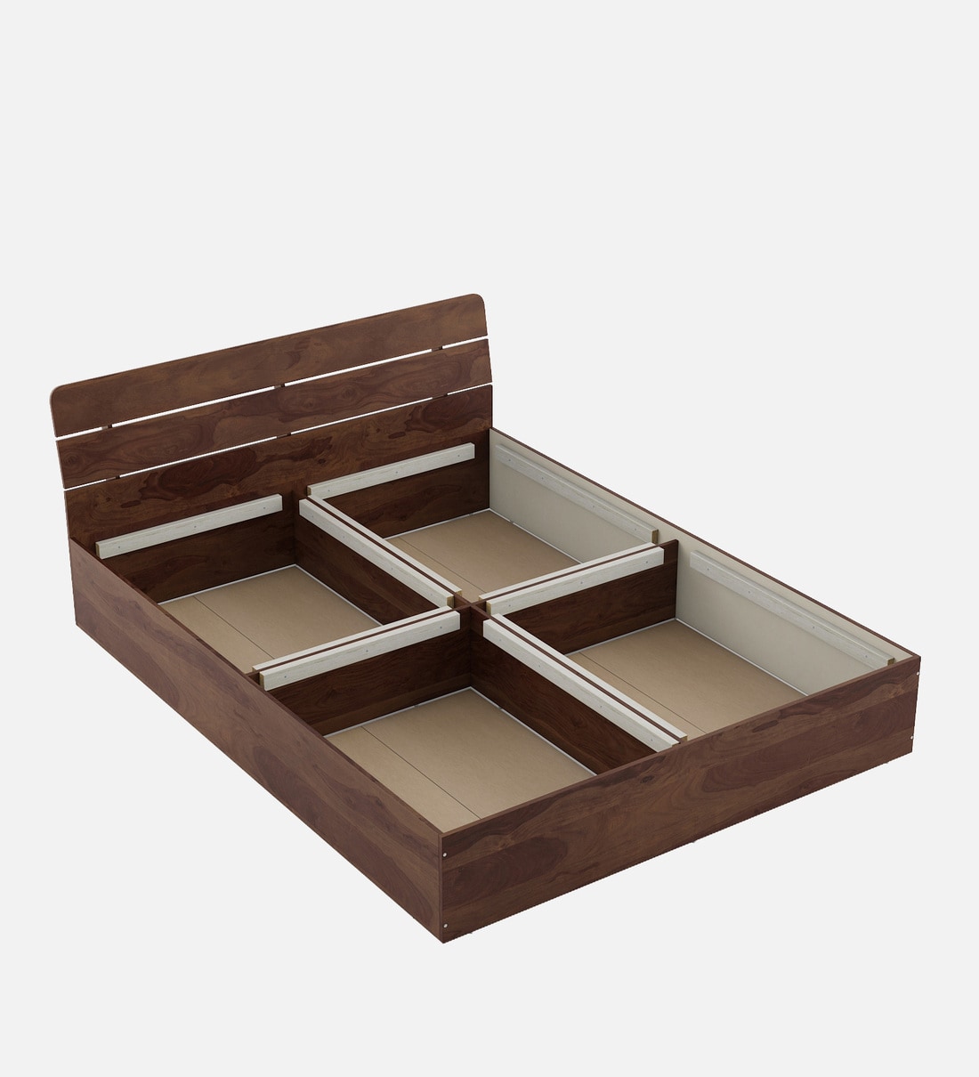 Kosmo Solace Queen Bed In Sheesham Finish With Box StorageShare By Spacewood