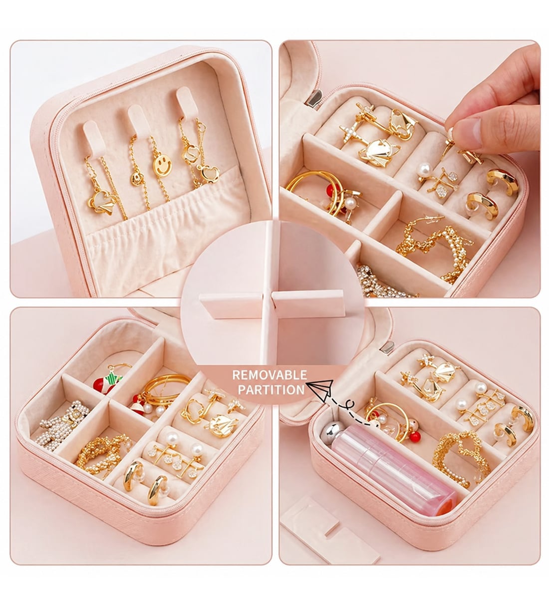 Multicolor PU Leather Travel Jewelry Organizer Box (Peach & Blue Assorted)Share By Fashion Bizz