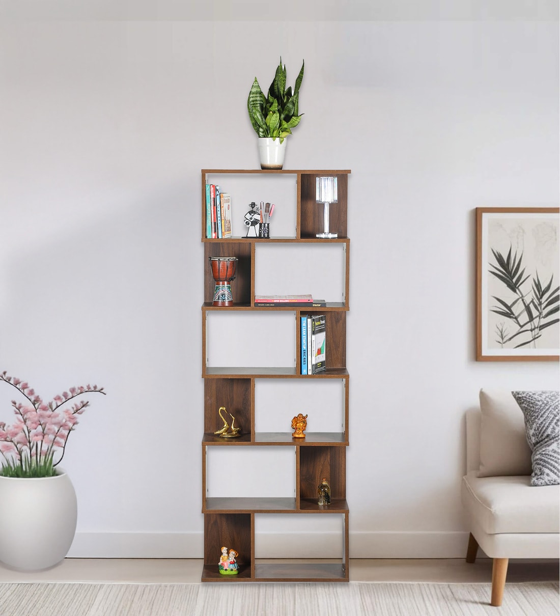 Teshio Bookshelf In Columbian Walnut FinishShare By Mintwud from Pepperfry