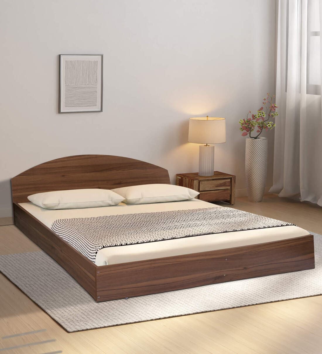 Kibo King Size Bed In Lyon Walnut Finish With Box StorageShare By Mintwud from Pepperfry