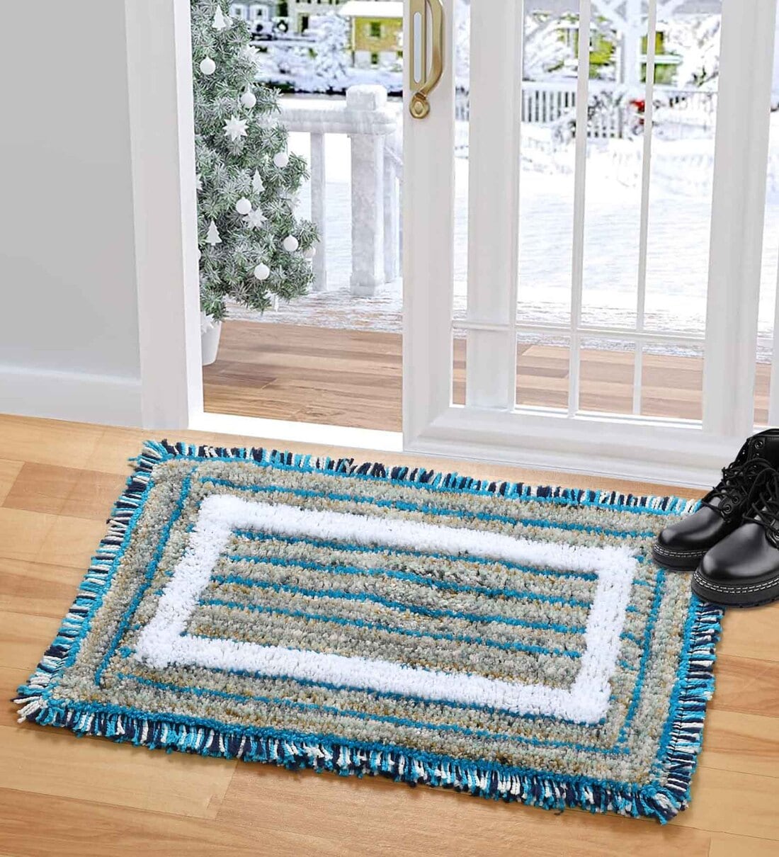 Blue Abstract Microfiber 24x16 Inches Door MatShare By Fine Tex World