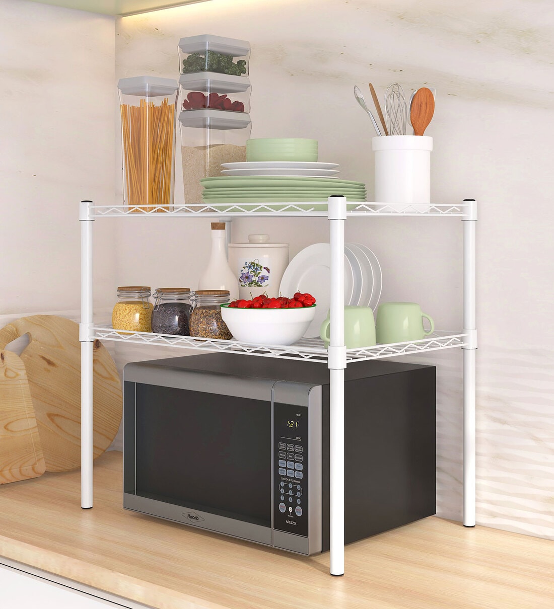 Denham Kitchen Metal Racks Basic With Oven Space In White ColourShare By TUNEHOME