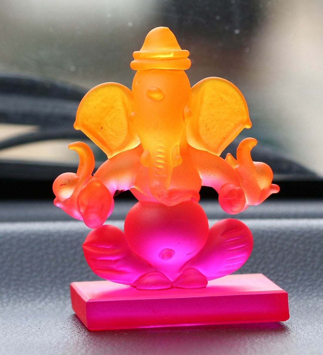 Lord Ganesha Orange Crystal IdolShare By eCraftIndia