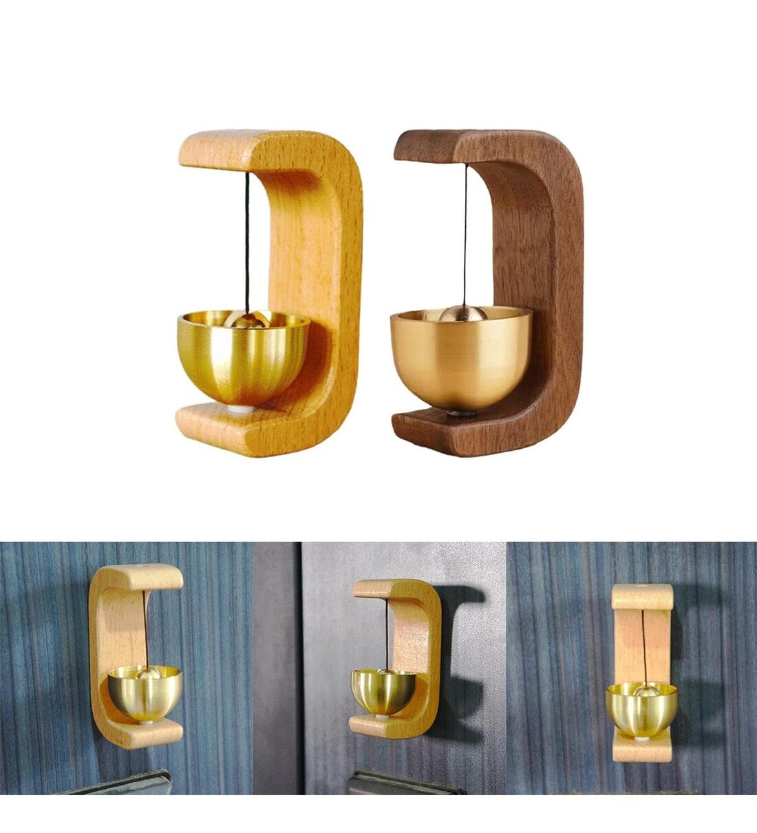Wooden Wind Chime with Hanging Bells Wood/Metal Chime (Brown)Share By Wens