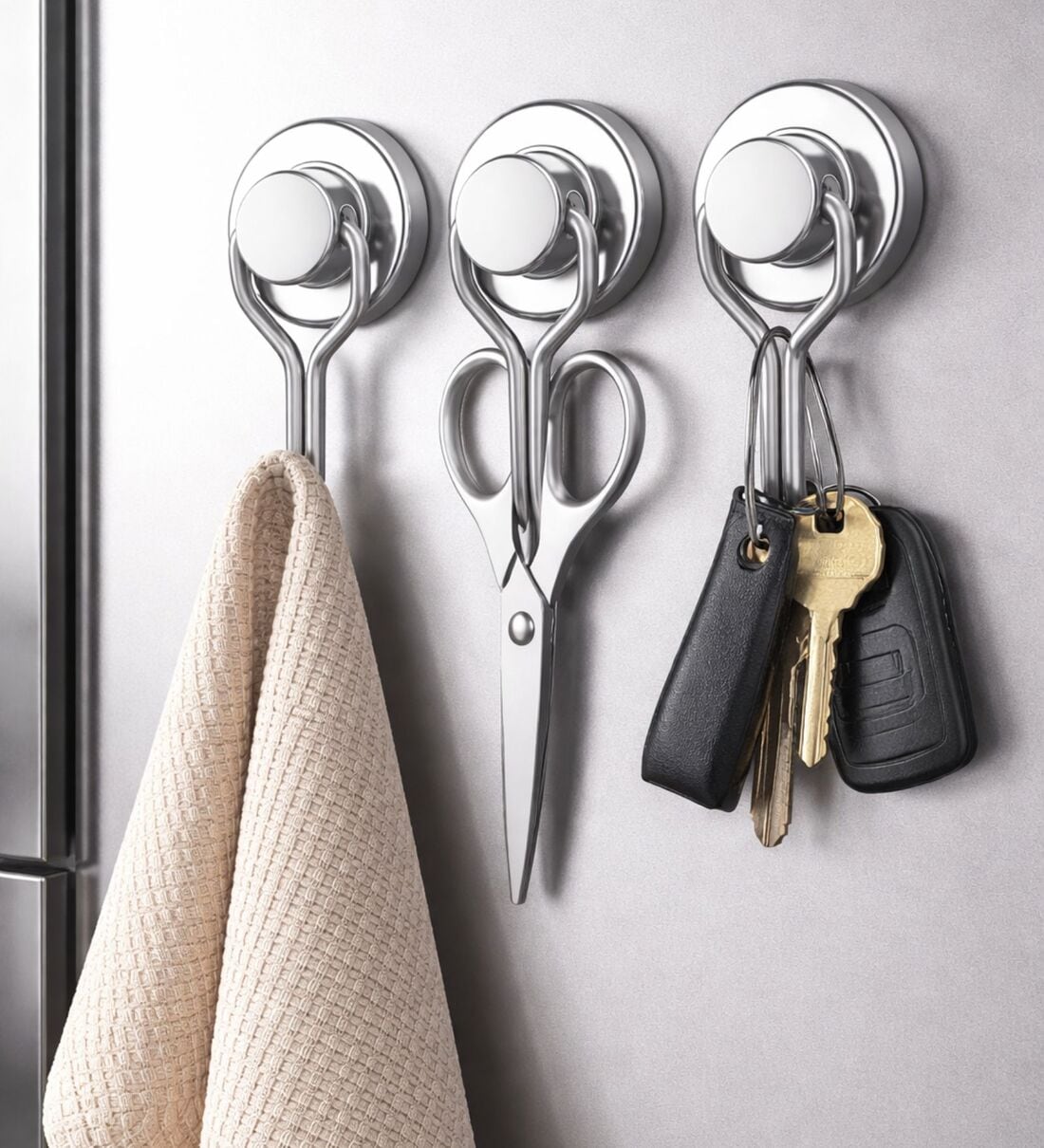 Heavy Duty Silver Magnets Refrigerator Fridge Hanging (3 Pack )Share By Regalo
