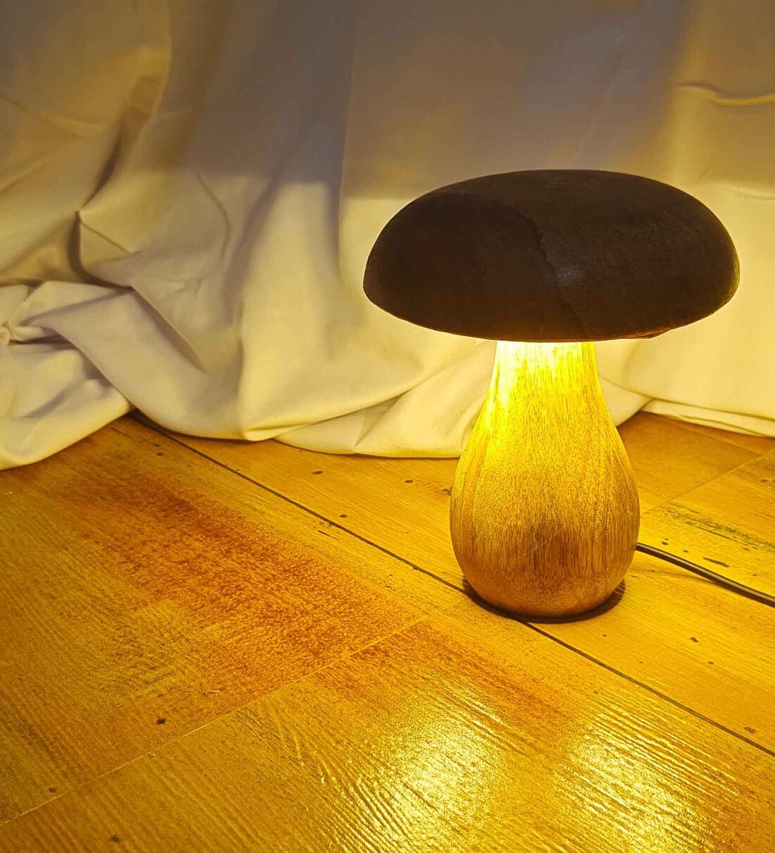 Handcrafted Mango Wood Mushroom LED LampShare By Akira