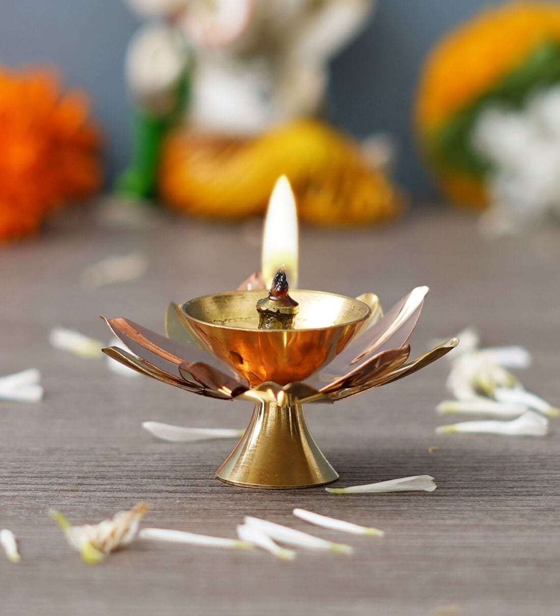 Gold Copper & Brass Lotus Shape Decorative DiyaShare By eCraftIndia