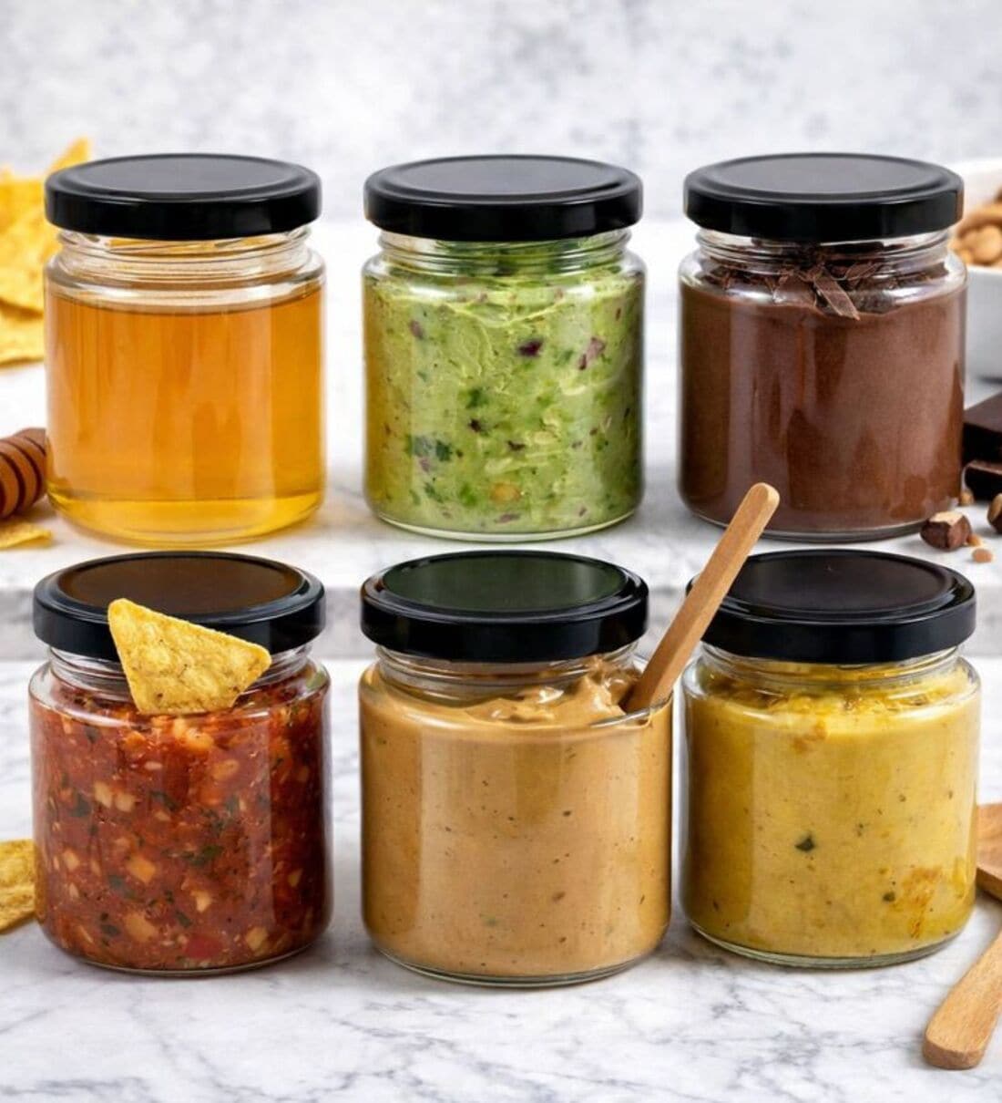 Round Glass Jar With Airtight Lid For Kitchen Storage | Glass Food Storage Jars | Grocery Kitchen Container Set | glass storage containers with lid | Black, 200ml (6 Pieces)Share By Regalo