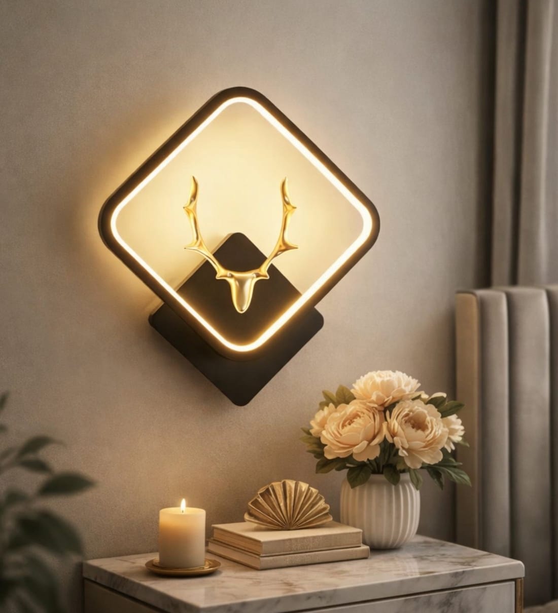Deer Horn Novelty Wall Lamp Square DesignShare By THE UJALAVISTA