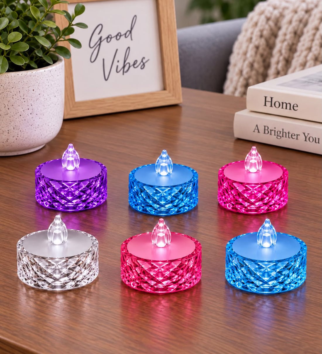 Set of 6 Colorful Smokeless Decorative CandleShare By VoiDrop