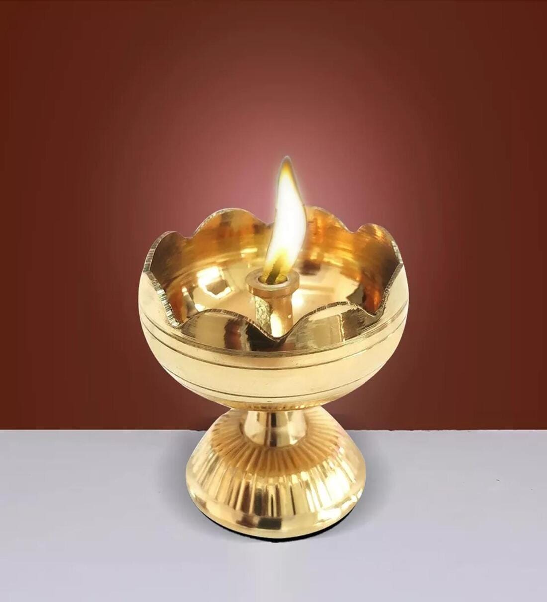 Floral 1.5 Inch Brass Pooja Diya (Gold)Share By Fashion Bizz