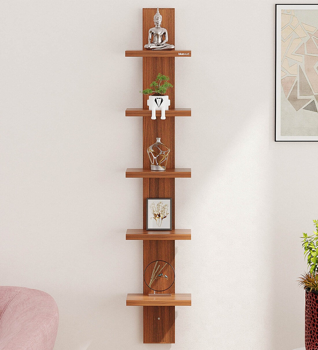 Walnut Engineered Wood Louis Floating Wall ShelfShare By bluewud