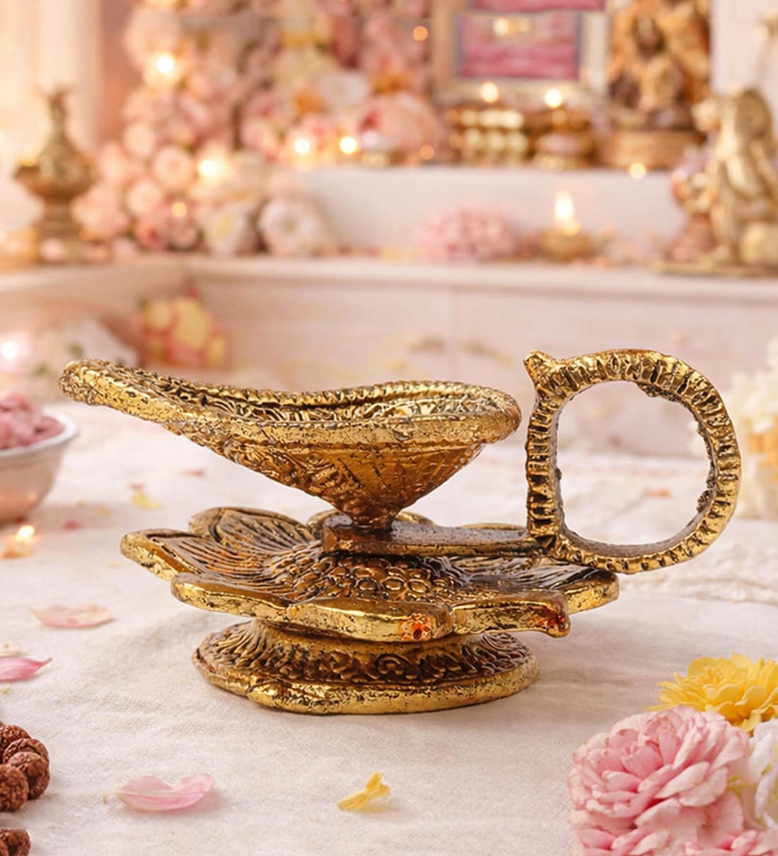 Golden Decorative Metal Deepak DiyaShare By Habereindia