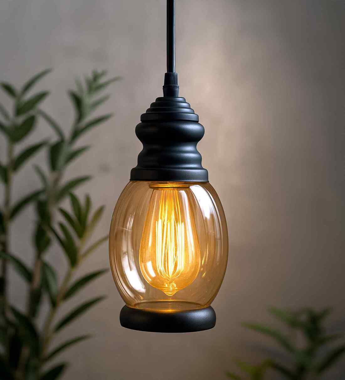 Metz Black Glass Hanging LightShare By Homesake