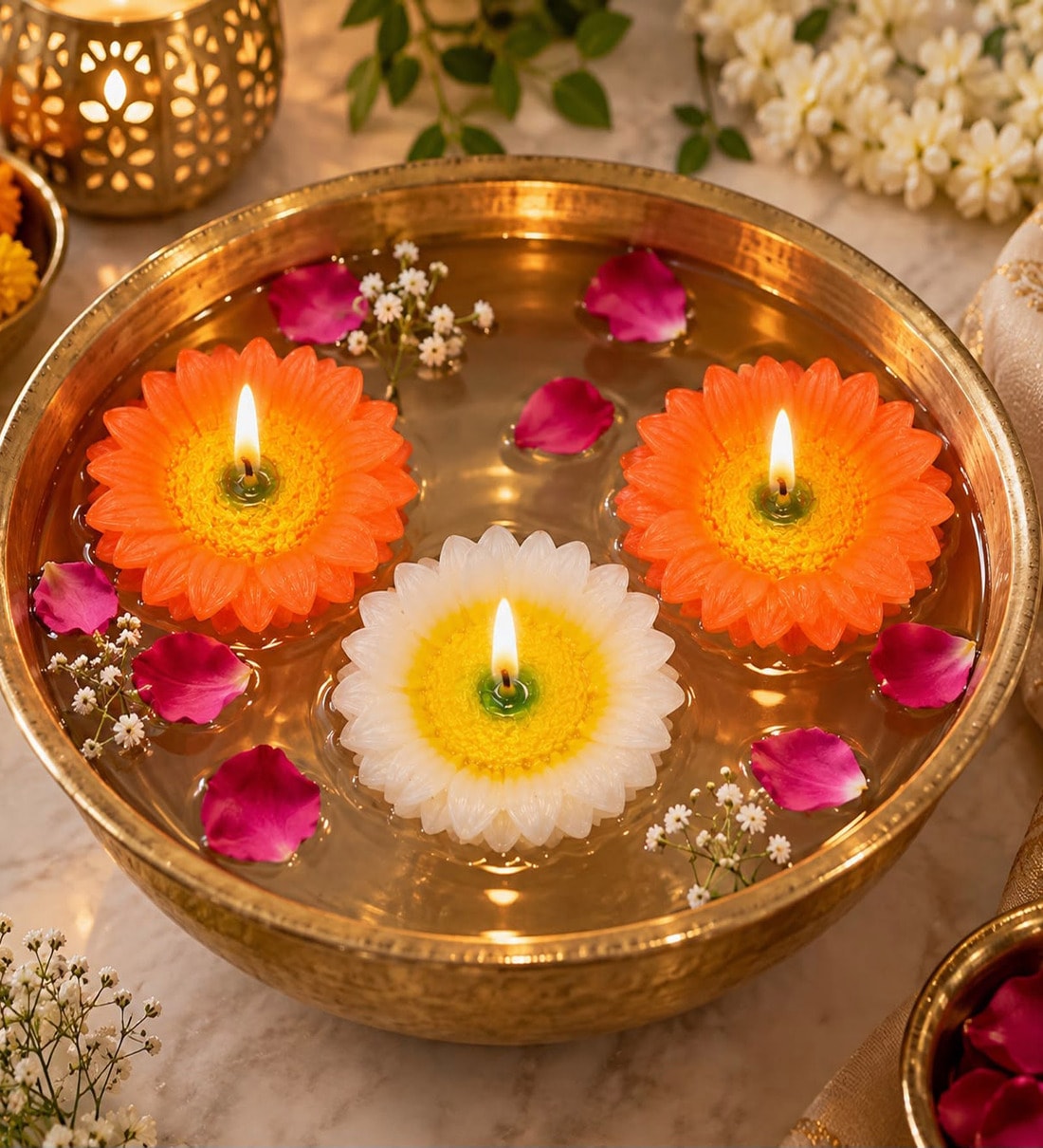 Assorted Sunflower and Daisy Design Decorative Candles 3 PcsShare By VoiDrop
