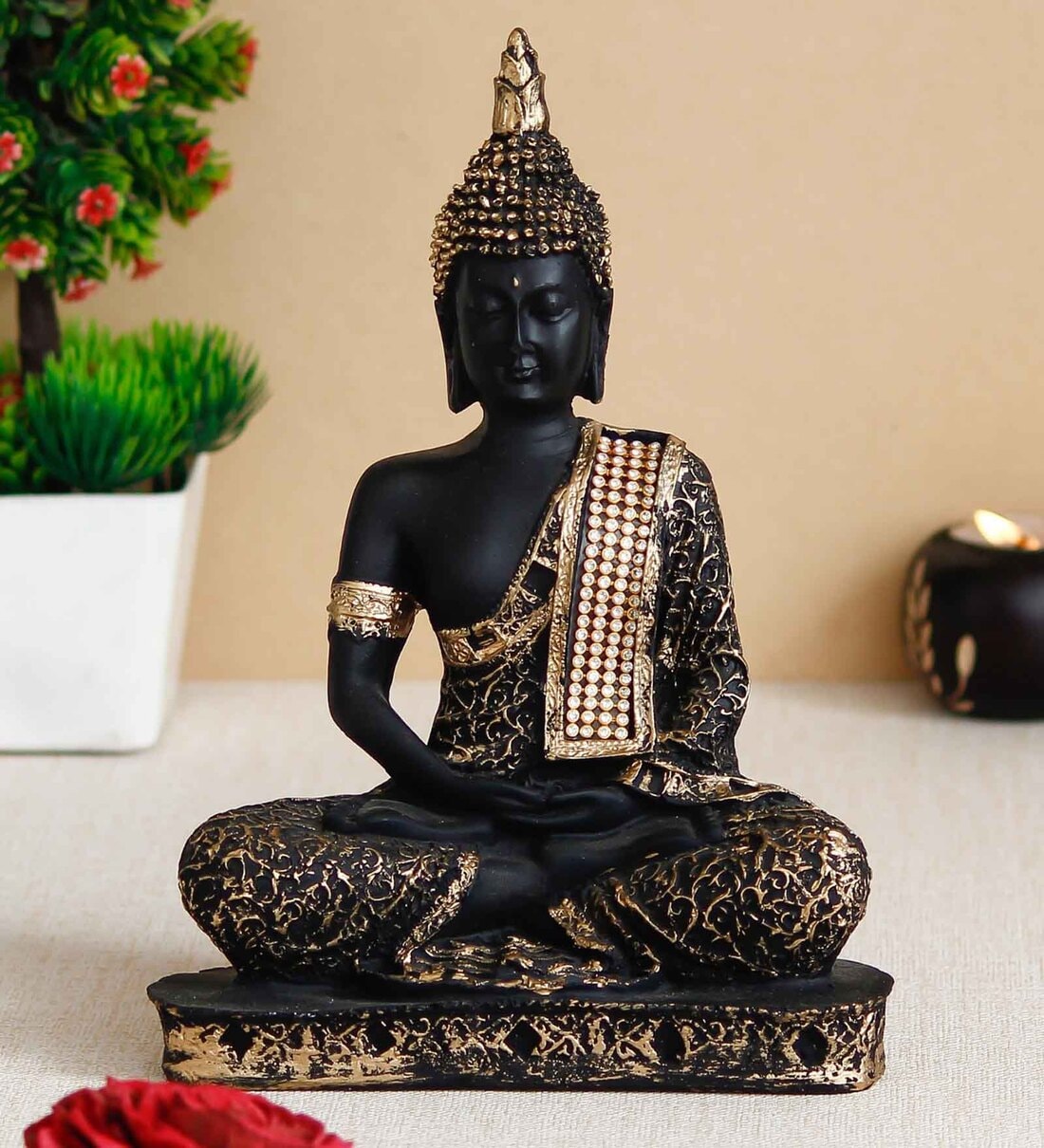 Lord Buddha Gold Polyresin IdolShare By eCraftIndia