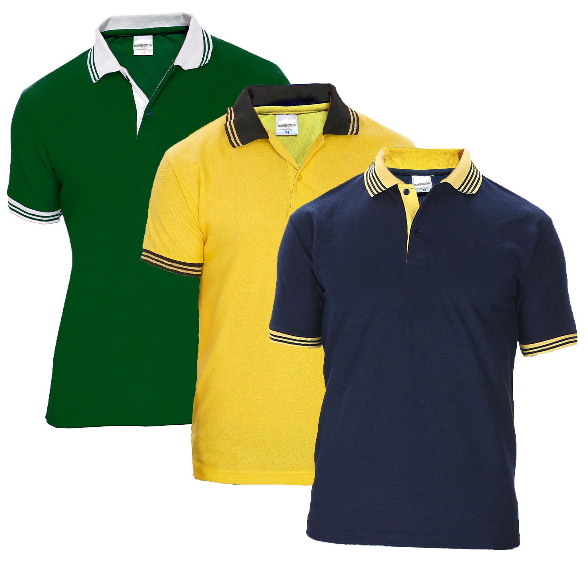 Baremoda Multicolor Plain Cotton Blend Polo Collar Casual T-Shirt For Men Pack Of 3