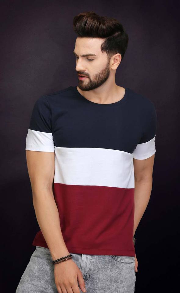 Dimyra Multicolor Plain Round Neck Casual T-Shirts For Men NR