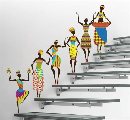 Pack Of 1 Eja Art Tribal Lady PVC Multicolor Wall Sticker (60 cm x 180 cm)