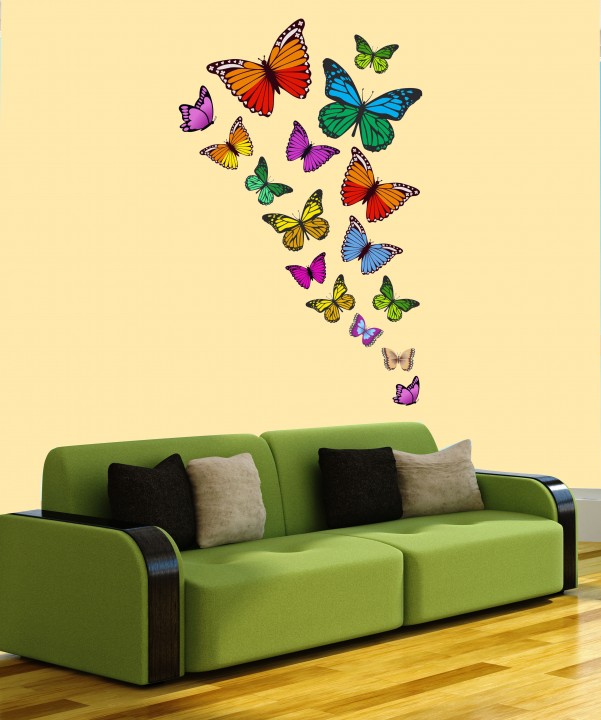 New Way Decals-Wall Sticker (3603) ''Colourful Attracting Butterflies''