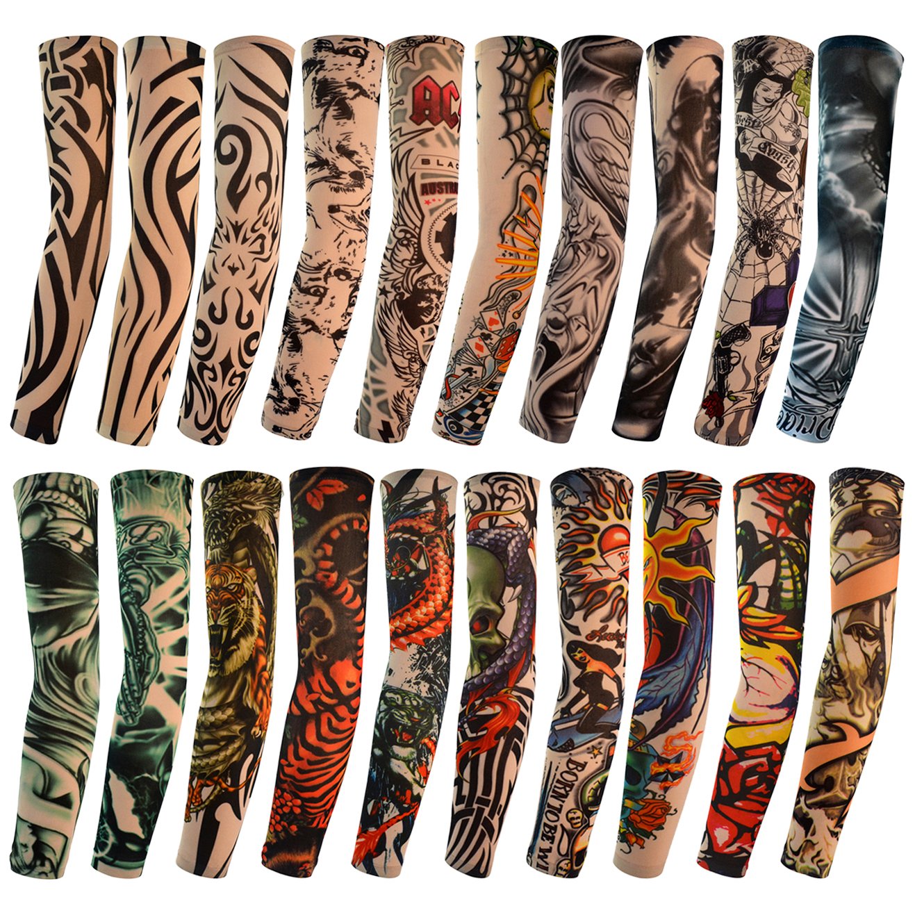 Evergreen Multicolour Washable Wearable Tattoo Arm Sleeves Skin Cover For S