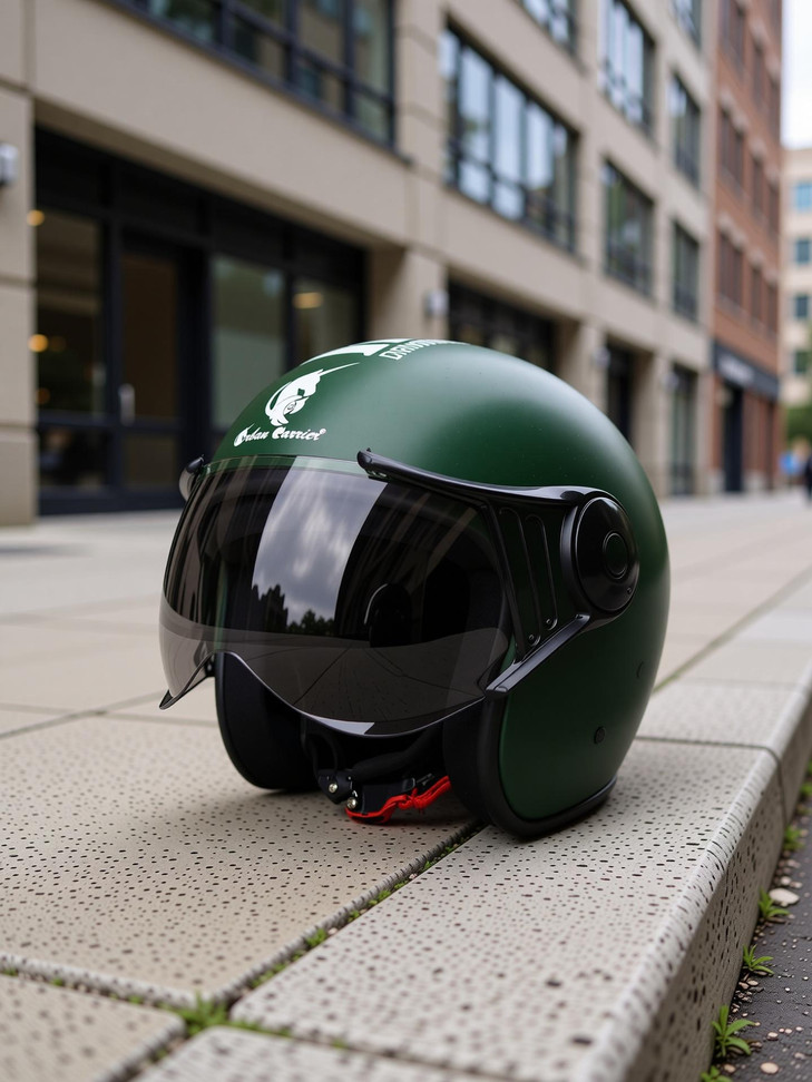 URBAN CARRIER ABS Material Full Face Plain Visor, UV Scratch Resistance Motorsports Helmet (GREEN)