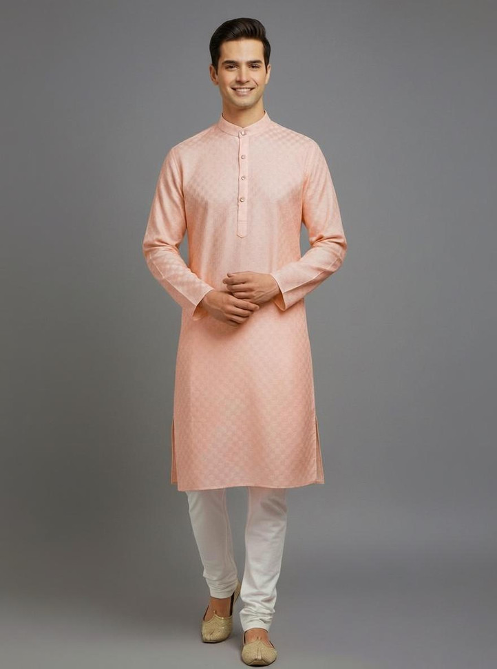 Tibra Collection Men Solid Straight Kurta (Beige)