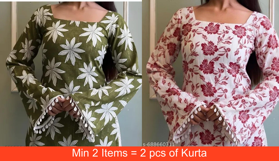 MALWA Women Printed Kurta (Dark Green)