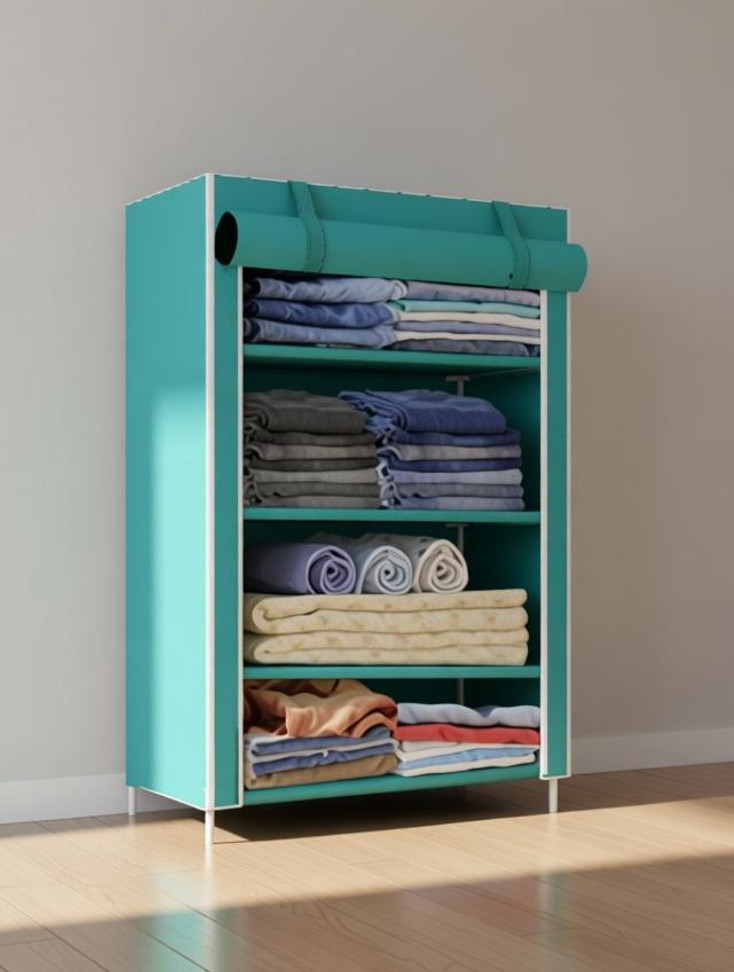 Attache Carbon Steel Collapsible Wardrobe (Finish Color - FIROZI, DIY(Do-It-Yourself))