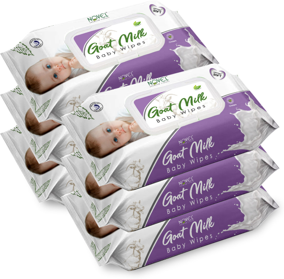 NOVEL Goat Milk Baby Wipes 72's Sheet Pack Of 6 (432 Wipes)