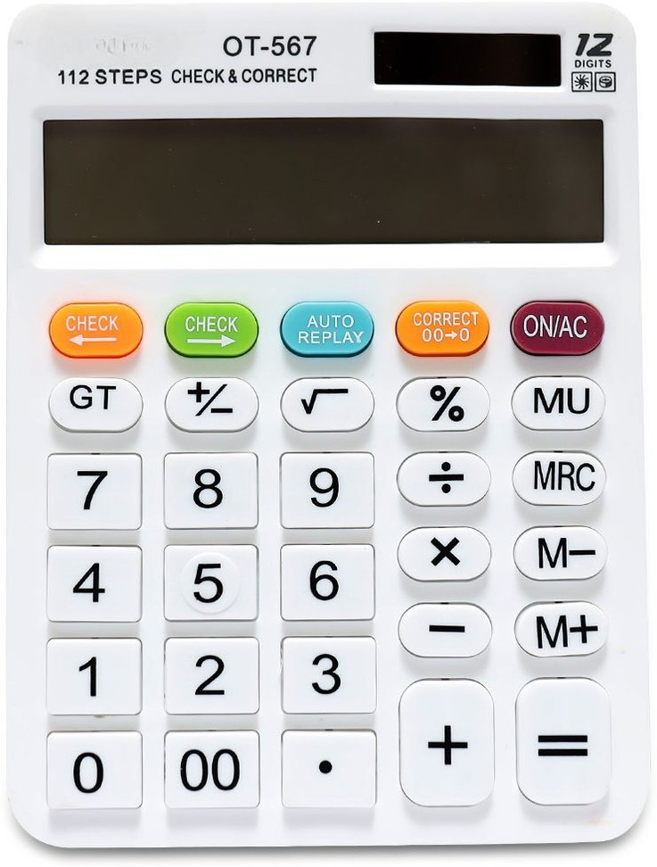 Villy Villy 12 Digit Check & Correct Calculator with 112 Steps, Dual Power 567 Check & Correct Calculator Basic  Calculator (12 Digit)