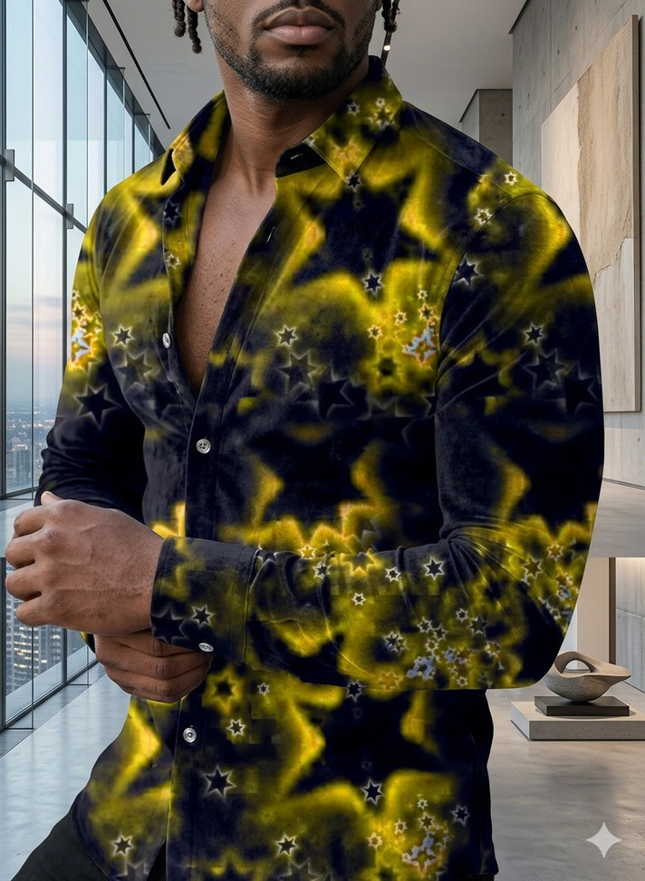 Divybhav Men Printed Casual Yellow Shirt
