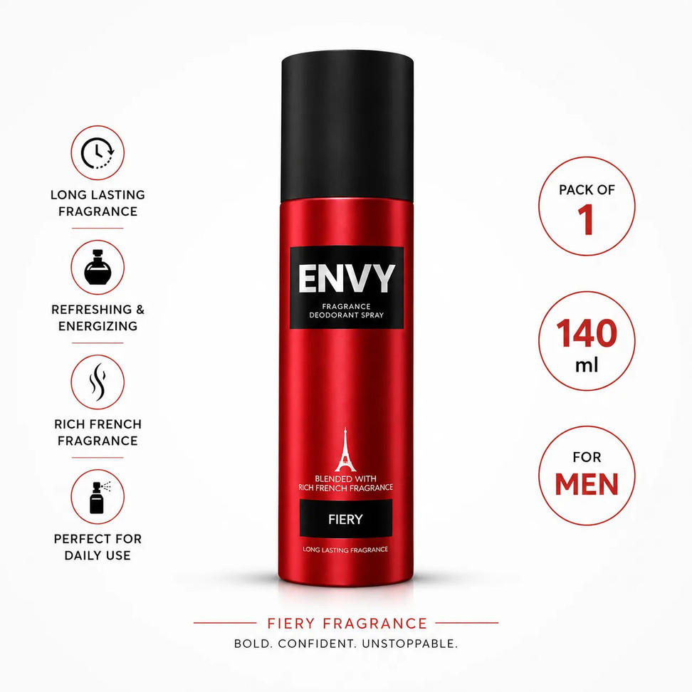 Envy Fiery Long Lasting Deodorant Spray  -  For Men (140 ml)