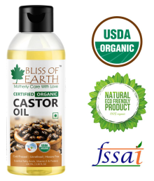 Bliss of Earth Certified Organic Castor Oil Cold Pressed, 100ml