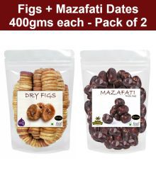 9 GIFTS Real Figs (Anjeer) + Mazafati Dates (Khajoor) 400gms each - Pack of 2
