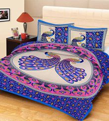 TOP ONE Cotton Double Bedsheet with 2 Pillow Covers
