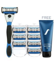 Spruce Shave Club 5X Shave Set (1 Razor + Pack of 8 Cartridges) + Free Shave Gel Manual Razor 5 Blades 1 gm Pack of 8