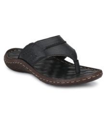 SHENCES Black Leather Slippers