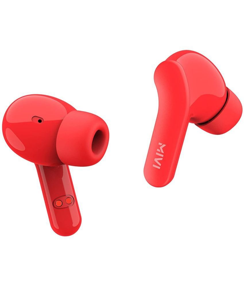 Mivi DuoPods A25 True Wireless Earbuds Made in India. Bluetooth Wireless Ear Buds with 30Hours Battery, Immersive Sound Quality, Powerful Bass, Touch Control - Red