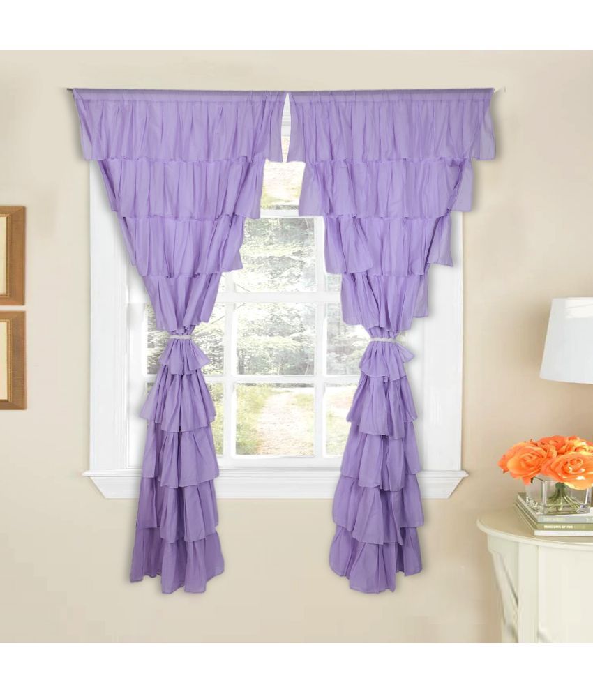 NUEVOSGHAR Single Door Semi-Transparent Rod Pocket Cotton Purple Curtains ( 213 x 106 cm )
