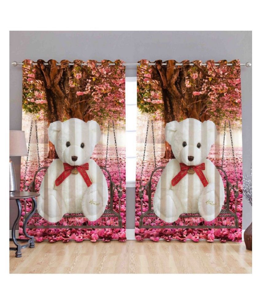 MAHALUXMI COLLECTION Single Window Semi-Transparent Eyelet Polyester Curtains Multi Color