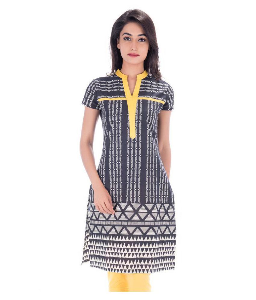 Amadore Black Cotton Straight Kurti