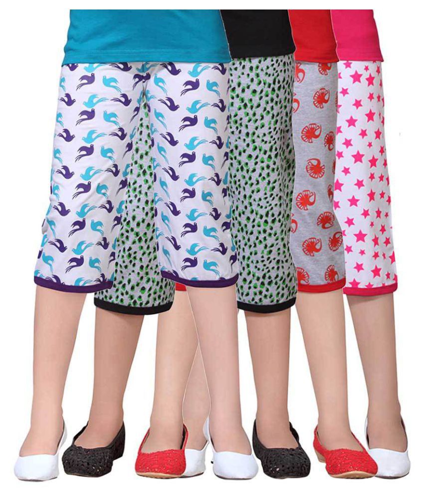 Sini Mini Multicolour Capri For Girls Pack Of 4